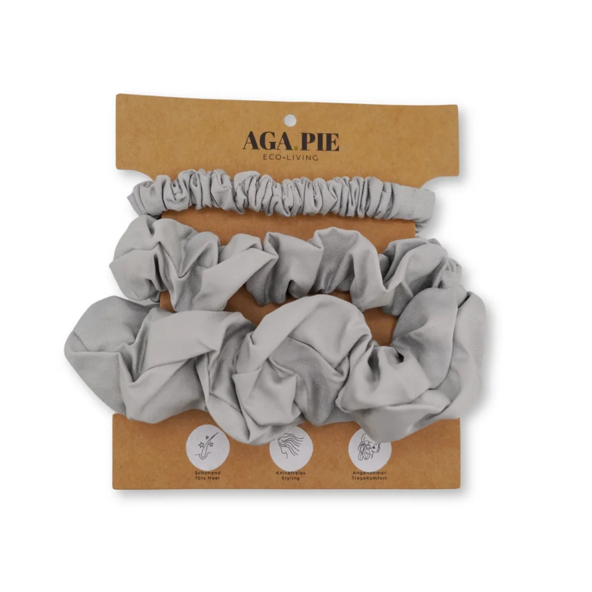 Bambus Lyocell Scrunchie-Set in Hellgrau – Bild 2