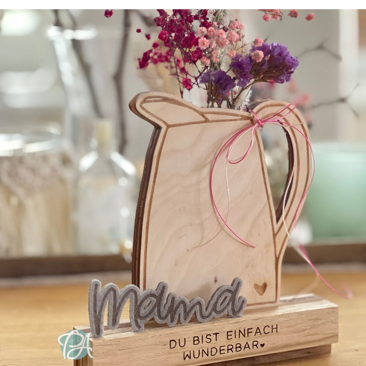 Schriftzug Mama (graviert) Klötzchenaufsteller, verschiedene Größen, einzeln – Bild 3